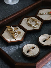 Travertine Jewelry Display Stand Necklace Organizer Tray for Photography Props