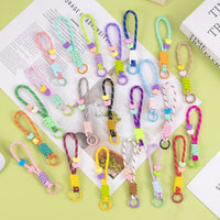 Colorful Knotted Lanyard Keychain for DIY Crafts, Short Anti-Loss Strap for Phones and Bags