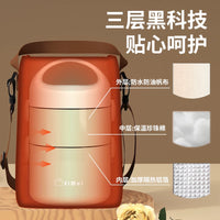Round Insulated Lunch Bag for Bento Boxes and Thermal Pots, Portable Tote with Thick Aluminum Foil Lining