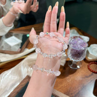 Natural Moonstone Rose Quartz Crystal Bracelet for Women, Summer Everyday Wear, Friendship Gift