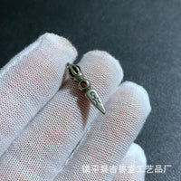 Tibetan Dorje Vajra Pendant for Bracelets and Necklaces, White Copper Amulet Charm