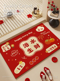 Diatomaceous Earth Bath Mat, Non-Slip Absorbent Floor Mat for Bathroom & Toilet Entrance, Festive Red