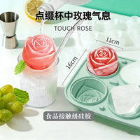 Rose and Diamond Ice Ball Mold Set for Whiskey and Cocktails, Food-Grade Silicone Ice Cube Trays