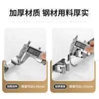 Stainless Steel Mop and Broom Holder Wall Mount with Hooks, No-Drill Organizer for Bathroom and Kitchen