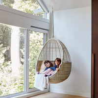 Indoor Outdoor Wicker Rattan Hanging Egg Chair for Balcony Patio Garden