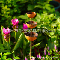 Rustic Rain Gauge and Collector with Ground Stake, Outdoor Garden Decor