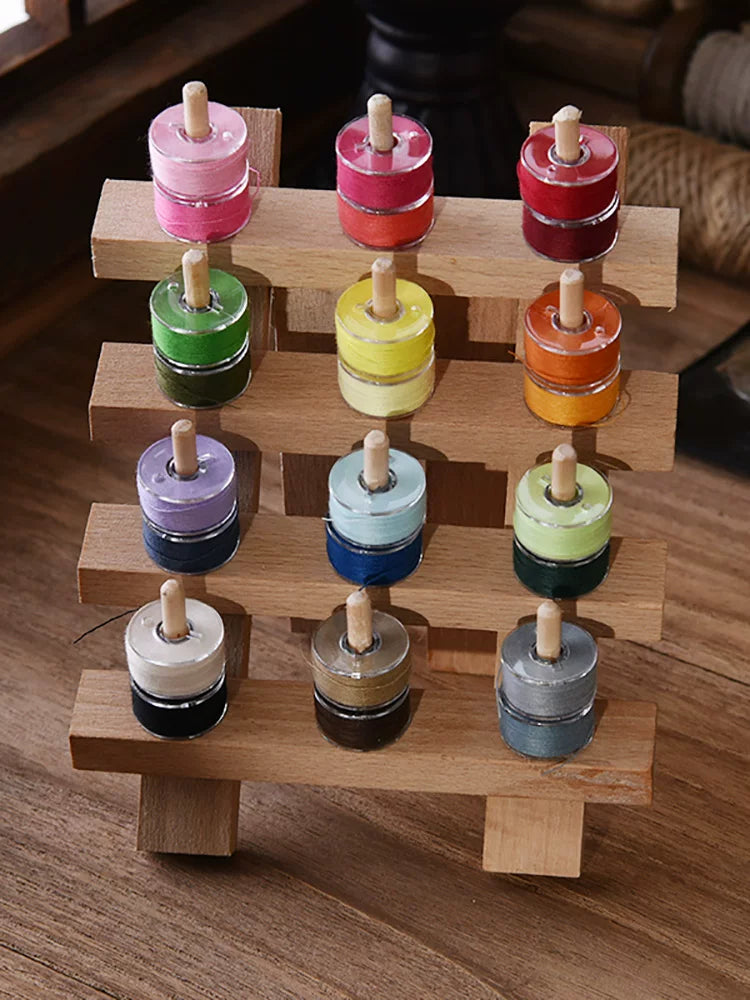 Wooden Foldable Sewing Thread Rack Desktop Organizer for Large Spools and Bobbins