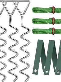 Heavy-Duty Spiral Ground Anchors for Tree Support & Outdoor Tent Securing, 9-Piece Set