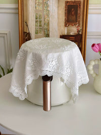 Embroidered Cotton Appliance Dust Cover with Lace Trim