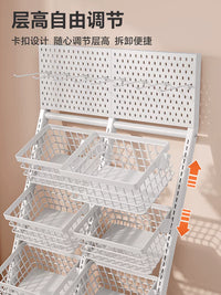 Multi-layer Rolling Display Rack with Baskets for Retail Store