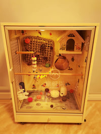 Mishiqi Wooden Parrot Cage for Adult Cockatiels Breeding and Ornamental Birds DIY Landscape Cage