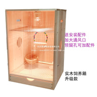 Solid Wood Bird Cage for Parrots Mynahs Cockatiels Budgies Sugar Gliders with Thermostatic Breeding Box