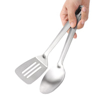 6-Piece Stainless Steel Outdoor Cooking Utensil Set with Spoon, Slotted Spoon, Spatula, Fork, and Whisk