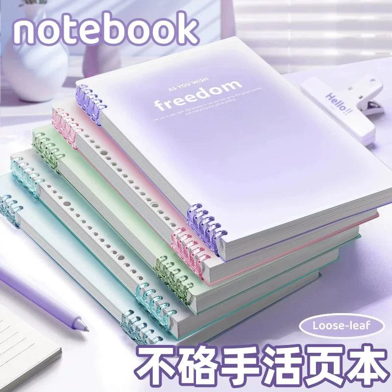 B5 Gradient A5 Loose-Leaf Notebook Set with Detachable Clip for Students, Lined/Grid/Blank Pages