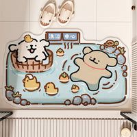 Diatomaceous Earth Bath Mat Cartoon Dog Rainbow Absorbent Non-Slip Bathroom Floor Mat