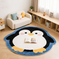 Kids' Faux Cashmere Round Rug for Living Room Bedroom and Play Area, Non-Slip Plush Floor Mat