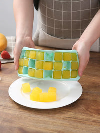 Ice Cube Tray with Lid and Storage Bin for Homemade Beverages and Food Storage, Stackable Ice Cube Mold
