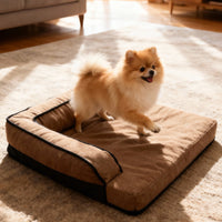 Pet Cooling Mat for Summer - Durable Linen-Feel Fabric, Easy to Clean, Semi-Enclosed Design