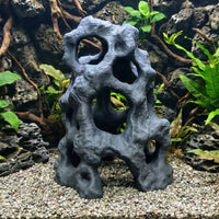 Weathered Rock Cave Aquarium Reptile Tank Decor Multi-Hole Hideout for Fish Tanks and Terrariums