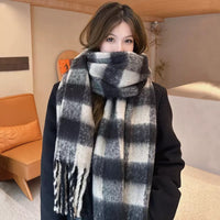 Women's Plaid Tassel Scarf Soft Warm Shawl