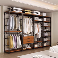 Open Wardrobe Storage Rack with Double-Layer Shelves for Bedroom