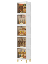 Slim Flip-Top Storage Cabinet for Kitchen & Bathroom, Multi-Layer Narrow Gap Organizer Shelf