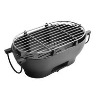 Small Happiness Cast Iron BBQ Grill Oval Roasting Pan Charcoal Household Outdoor Portable Multifunctional Durable Grill