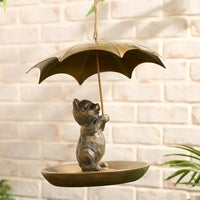 Animal Bird Feeder with Umbrella for Outdoor Garden Decor