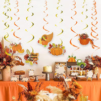 Thanksgiving Maple Leaf Pumpkin Swirl Decorations for Autumn Harvest Party