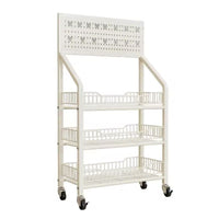 Perforated Pegboard Storage Shelf with Wheels, Multi-layer Floor-standing Bookshelf for Living Room and Study