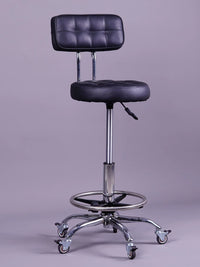 Adjustable Swivel Salon Stool with Wheels, Backrest, and Large Five-Claw Base for Hairdressers and Beauticians