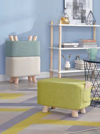 Modern Fabric Upholstered Ottoman Stool for Living Room, Entryway, or Sofa Footrest