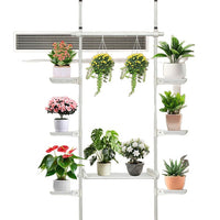 Tension Rod Plant Stand with Adjustable Shelves, Floor-to-Ceiling Indoor Plant Display Rack