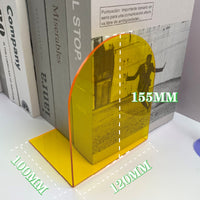 Acrylic L-Shaped Bookends for Desk, Transparent Non-Slip Book Holder for Students, Heavy Duty Book Organizer