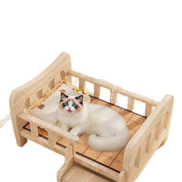 Elevated Wooden Pet Bed for Cats and Small Dogs, All Seasons