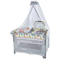 TOIMAYS Foldable Baby Crib with Splicing Function, Multi-functional Portable Newborn Bassinet and Playard