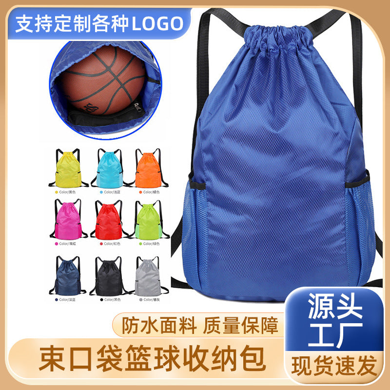 Drawstring Backpack Large Capacity Waterproof Sports Gym Bag for Basketball Soccer Training