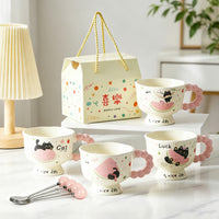 Ins Style Ceramic Mug with Gift Box, Couple's Coffee Cup, Aesthetic Design for Women