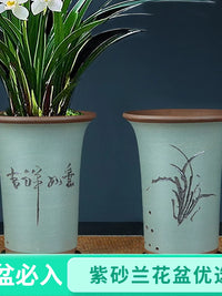 Minimalist Zisha Clay Orchid Pot Handmade Planter for Indoor Plants and Bonsai