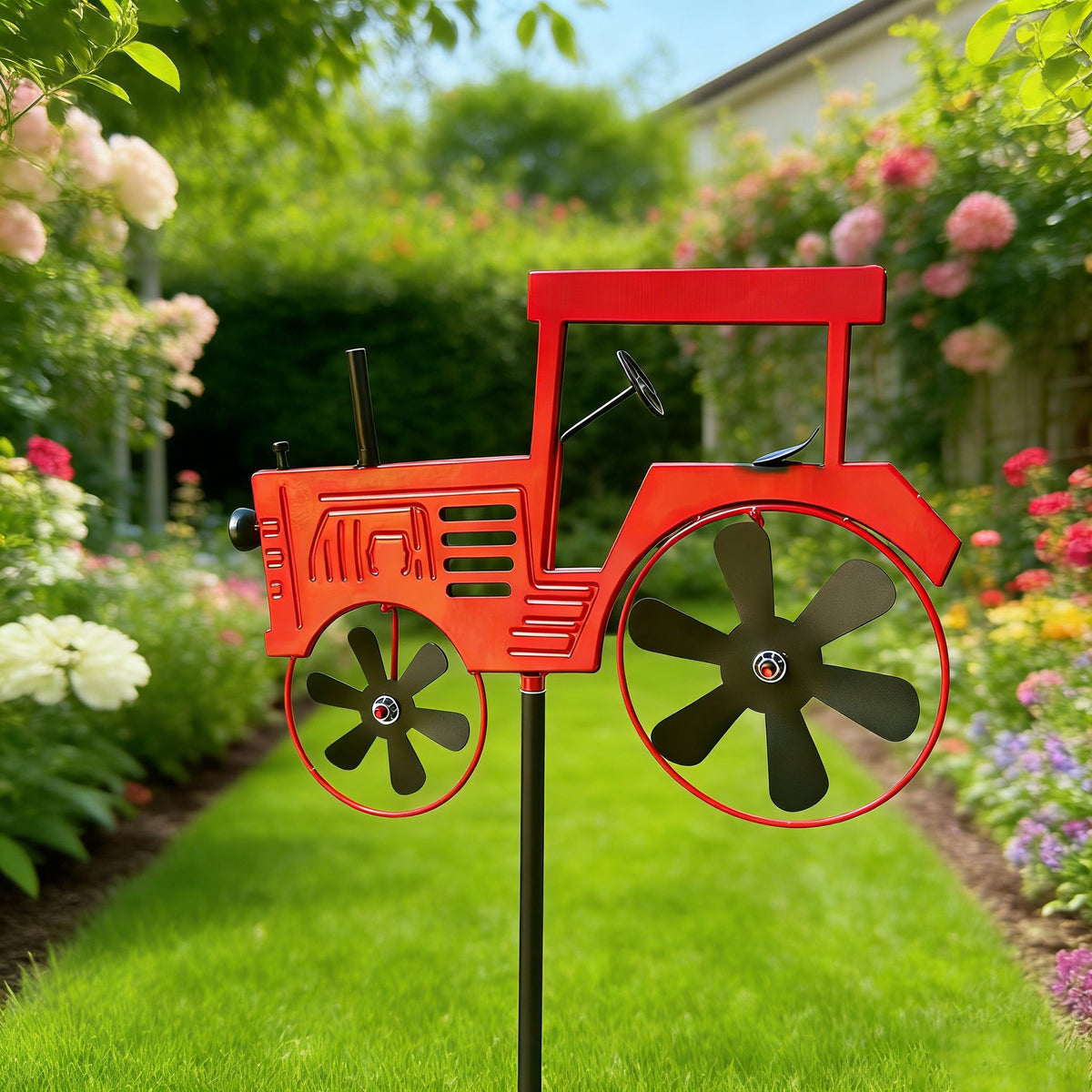 Outdoor Metal Tractor Windmill Garden Yard Decor
