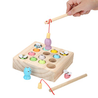 Wooden Magnetic Bee Fishing Game for Kids, Educational Tabletop Parent-Child Interactive Toy