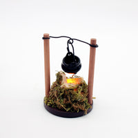 Miniature Dollhouse Hanging Fireplace with Log Pile for Dollhouse Decor