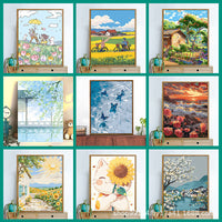 DIY Digital Oil Painting Kit Cartoon Anime Landscape Decor 40x50cm