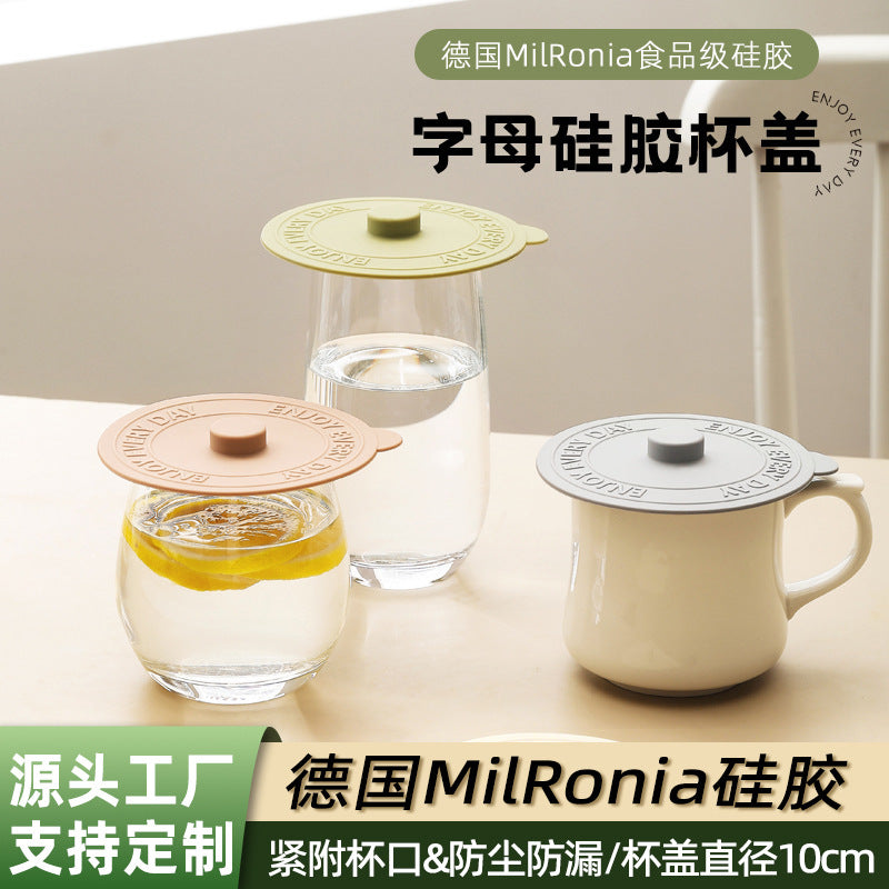 Silicone Dustproof Mug Lid with Letter Design for Cups and Mugs