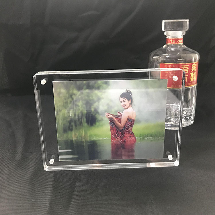 Acrylic Magnetic Photo Frame Clear Display Stand for Photos, Signs, and Price Tags