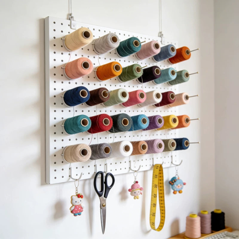 Pegboard Sewing Thread Rack Wall-Mounted Spool Holder for Home Use