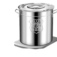 316 Stainless Steel Stock Pot with Lid, Heavy-Duty Round Storage Bucket for Home and Commercial Use
