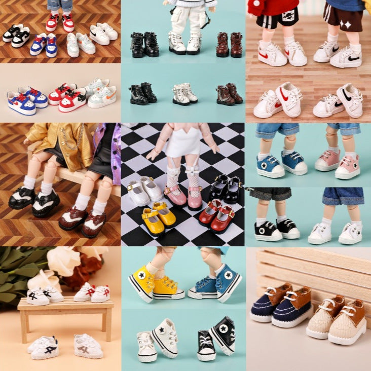 OB11 Doll Canvas & Leather Shoes for 1/12 BJD Dolls, Fashion Accessories for Male & Female Figures