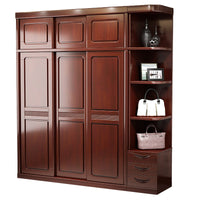 Solid Wood Wardrobe Sliding Door with Mirror Modern Minimalist Bedroom Home 2/3-Door Sliding Cabinet Chinese Style Large Armoire
