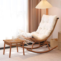 Moon-Gazing Wicker Rocking Chair for Outdoor Patio Garden Balcony, PE Rattan Leisure Lounge Chair